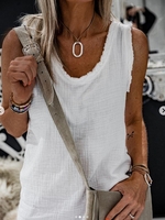 White Cotton Sleeveless Tanks & Camis - Noracora