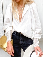 White Cotton V Neck Casual T-Shirts - Noracora