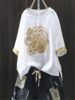 White Embroidered Casual T-Shirts - Noracora
