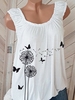 White Floral Cotton-Blend Casual Tanks & Camis - Noracora