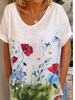White Floral Short Sleeve T-Shirts - Noracora