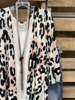 White Holiday Cotton-Blend Leopard Cardigans - Noracora