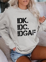 White Long Sleeve Crew Neck Floral-Print Causal Tops - Noracora