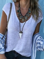 White Plain Basic T-Shirts - Noracora