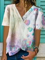 White Printed Casual T-Shirts - Noracora