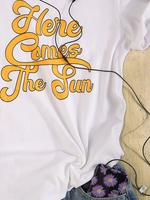 White Printed Cotton-Blend Casual Round Neck T-Shirts - Noracora