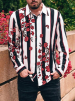 White Printed Floral Casual Men-Shirts - Noracora