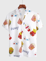 White Printed Geometric Casual Shirt Collar Men-Shirts - Noracora