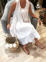 White Round Neck Cotton Casual Causal Dresses