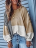 White Round Neck Long Sleeve Casual Tops