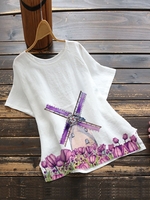 White Short Sleeve Cotton-Blend T-Shirts - Noracora