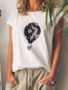 White Short Sleeve Floral-Print T-Shirts