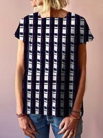 White Short Sleeve Square Neck Linen Casual T-Shirts - Noracora