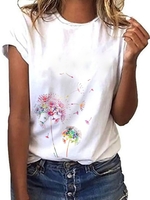 White Simple Short Sleeve Cotton-Blend T-Shirts - Noracora