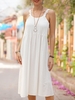 White Sleeveless Shift Plain Dresses - Noracora