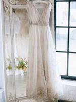 White Sleeveless V Neck Maxi Dresses