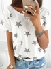 White Star Short Sleeve Pockets T-Shirts - Noracora