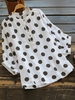 White V Neck Cotton 3/4 Sleeve Polka Dots Blouse & Shirts - Noracora