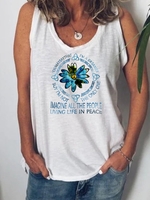 White V Neck Cotton-Blend Sleeveless Blouse & Shirts - Noracora