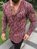 Wine Red Linen Casual Striped Men-Shirts - Noracora