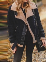 Winter Warm Casual Lapel Collar Zipper Plain Coat