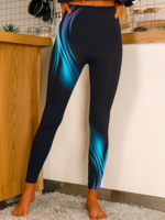 Women Abstract Sports Autumn Natural High Elasticity Jersey Legging H-Line Regular Leggings