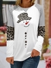 Women Autumn Christmas Snowman Casual Daily Christmas Long sleeve Crew Neck H-Line Regular T-shirt
