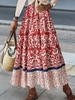 Women Boho Ethnic Spring/Fall Polyester Natural Micro-Elasticity Maxi Flouncing Regular Skirts