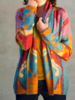 Women Casual Abstract Autumn Heavyweight Daily Loose Standard Mid-long H-Line Cardigans