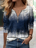 Women Casual Abstract Spring/Fall Micro-Elasticity Daily Loose Long Sleeve Regular Regular T-shirts