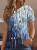 Women Casual Abstract Summer Cotton Natural Short Sleeve Regular H-Line Regular T-shirts
