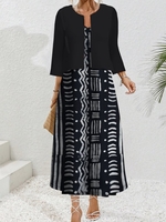 Women Casual Abstract Summer Natural Daily Half Sleeve A-Line Regular No Dresses