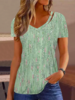 Women Casual Abstract Summer V neck Jersey Best Sell Mid-long Regular CR Shirts
