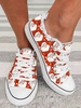 Women Casual All Season Christmas Non-Slip Daily Flat Heel Fabric Lace-Up Canvas Sneakers