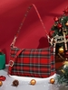Women Casual All Season Christmas Polyester Zipper Commuting Christmas Baguette Canvas Underarm Bags