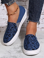 Women Casual All Season Leopard Daily Slip On Low Heel Fabric Rubber Slip On Casual Shoes