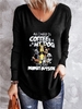 Women Casual Animal Autumn Micro-Elasticity Daily Jersey Standard Long sleeve Regular Tunic T-shirt