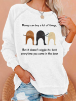 Women Casual Animal Spring/Fall Polyester Regular Fit Long Sleeve Crew Neck H-Line Regular Sweatshirts