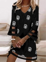 Women Casual Autumn Dandelion No Elasticity Loose Best Sell Skirt Three Quarter A-Line Tunic Dresses