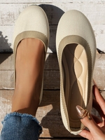 Women Casual Color Block All Season Breathable Flat Heel Round Toe Mesh Fabric Rubber Shallow Shoes Shallow Shoes