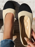 Women Casual Color Block All Season Daily Flat Heel Closed Toe Mesh Fabric Slip On Shallow Shoes Shallow Shoes