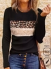 Women Casual Color Block Spring/Fall Glitter Loose Long Sleeve Regular H-Line Regular T-shirts