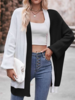 Women Casual Color Block Spring/Fall Natural Loose Long Sleeve Mid-long H-Line EC Cardigans