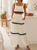 Women Casual Color Block Summer Spaghetti Natural Daily Loose Top With Skirt Regular Two-Piece Sets
