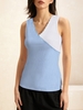 Women Casual Color Block Summer Spandex Natural High Elasticity Sleeveless H-Line Regular Tank Tops