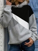 Women Casual Color Block Winter Polyester Hoodie Daily Loose Long sleeve Regular Sweatshirts
