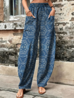 Women Casual Ethnic Spring/Fall Cotton Natural No Elasticity Loose Harem pants Regular Pants