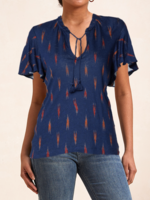 Women Casual Ethnic Summer Cotton V neck Tassel Micro-Elasticity Daily H-Line Shirts
