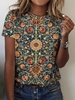 Women Casual Ethnic Summer Jersey Crew Neck Regular H-Line CR RE T-shirts