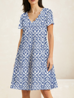 Women Casual Ethnic Summer Natural Vacation Short Regular Lace Collar No Dresses